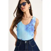 Bianco Bloemen U Hals Mouwloze Top
