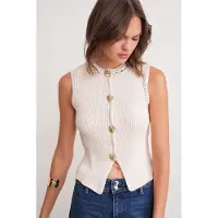 MixRay Geweven Crop Top met Knopdetails