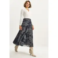 Bianco Hoge Taille Etnische Print Midi Rok