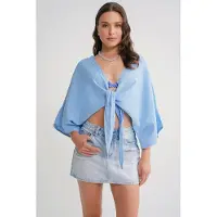 MixRay Gestructureerde V-hals Bolero Blouse