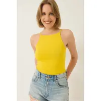 Bianco Fitted Katoenen Blenden Halter Nek Cami Top
