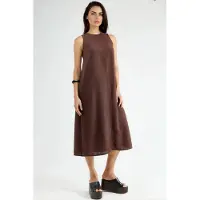 Hiccups for Kids Linnenlook Mouwloze Crew Neck Midi Jurk