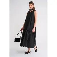 MixRay Maxi-jurk met Kraag en Rimpeldetails