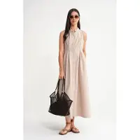 MixRay Geknoopte Tippet Kragen Maxi Jurk