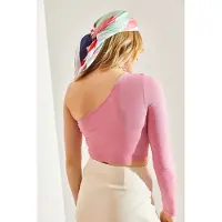 Bianco Asymmetrische Kraag Crop Blouse