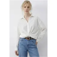 Bianco Losse Pasvorm Gestreepte Blouse met Strikdetails