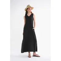 MixRay V-hals Mouwloze Maxi Jurk met Zakken