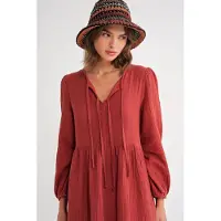 MixRay V-hals Midi-jurk met striksluiting