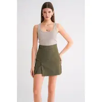 MixRay Belted Hoge Taille Wrap Front Shorts met Splitdetail