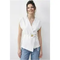 Bianco Gordel V-Hals Crepe Vest