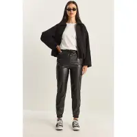 Bianco Synthetische Leren Joggingbroek met Striksluiting