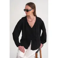 MixRay Lange Mouwen Losse Blouse met Strikhals