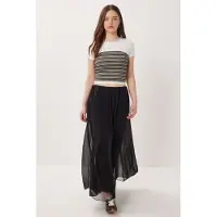 Happiness İstanbul Hoge Taille Maxi Rok in Chiffon