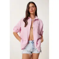 Happiness İstanbul Overgrote Geweven Katoenen Shirt met Zak
