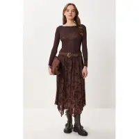 Happiness İstanbul Hoge Taille Bloemen Midi A-Lijn Rok