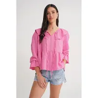 MixRay Frillige Sjaalkraag Blouse met Striksluiting