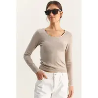Bianco Slim Fit U-Hals Gebreide Blouse