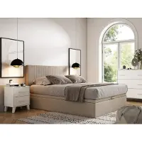 Vente-unique Bedbodem met opbergruimte 140 x 190 cm - Beige stof - CENOVAS van YSMÉE