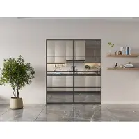 Vente-unique Dubbele schuifdeur met klamplaagsysteem - aluminium en transparant gehard glas - 2 x H205 x L83 cm - SINCA II