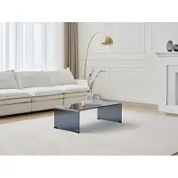 Vente-unique Salontafel van gebogen gehard gerookt glas - Zwart - ALONZO