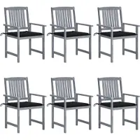 vidaXL Tuinstoelen 6 st met kussens massief acaciahout grijs