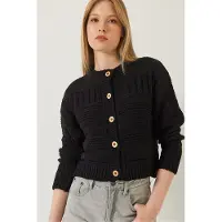 Bianco Geknoopte Cardigan met Ronde Hals