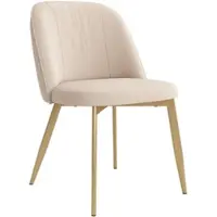 MODFU eettafelsstoelen, set van 4, ergonomisch ontwerp met metalen poten in goudkleur, beklede stoel, comfortabel en ademend, beige kleur