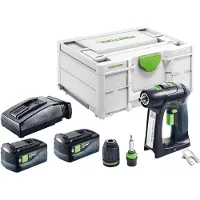 Festool C 18-Basic accuschroefboormachine 18 V 45 Nm borstelloos + 2x accu 5.0 Ah + lader + systainer