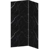 Vente-unique Set van 2 douchewandpanelen met marmereffect in aluminium met profielen - L90 x L120 x H210 cm - ENEKO
