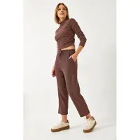 Bianco Gestructureerde Coltrui Crop Co-ord Set