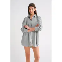 MixRay Oversized Lange Mouwen Knopen Poplin Shirt