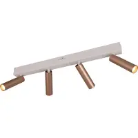 TRIO LED plafondspot Ambala, lengte 65 cm, grijs/bruin, 4-lamps. dimbaar, alu / grijs / zink, Woon-/ Eetkamer, metaal, Modern, LED plafondlamp