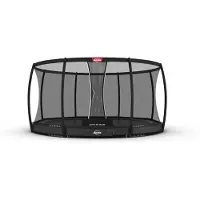 Berg Elite InGround 430 Trampoline - Rond - Safety Net Deluxe - Airflow Pro Springdoek - TwinSpring - Grijs