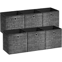 Songmics - Opbergbox - Opbergdoos - Set van 6 - Met Handgreep - Opvouwbare Stoffen Opbergboxen