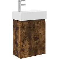 vidaXL Badkamermeubel met kraan Gerookt eiken 45,5 x 22,5 x 84 cm