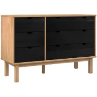 vidaXL Ladekast OTTA Zwart 111 x 43 x 73,5 cm Massief grenenhout
