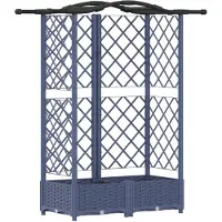 vidaXL Verhoogde plantenbak met klimrek en dak, grijs, 124 x 40 x 123 cm, PP