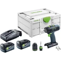 Festool T 18+3-Basic accuboormachine 18 V 50 Nm borstelloos + 2x accu 5,0 Ah + oplader + Systainer