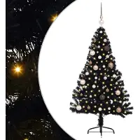 vidaXL Kunststof Voorverlichte Kerstboom met 150 LED Zwart 150 cm PVC