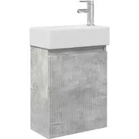 vidaXL Badkamermeubel met kraan Betongrijs 45,5 x 22,5 x 84 cm
