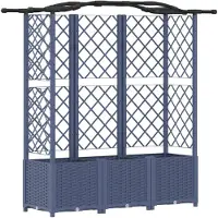 vidaXL Verhoogde plantenbak met klimrek en dak, grijs, 163 x 40 x 138 cm, PP