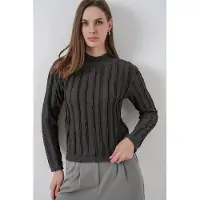 Bigdart Gestructureerde Slim Fit Halve Turtleneck Blouse