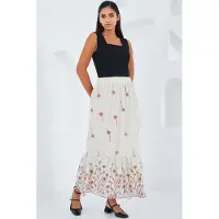 Big Dart Geprinte Maxi Rok met Bloemenmotief