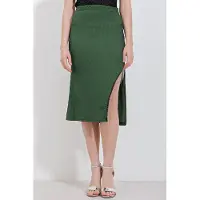 Big Dart Textured Midi Rok met Kettendetail