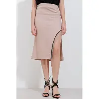 Bigdart Gestructureerde Midi Rok met Kettingdetail