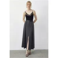 Bianco Hoge Taille Midi A-Lijn Rok met Riem