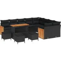 vidaXL Tuinbank Set 13 st 13-Aantal zitplaatsen Zwart
