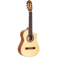 Ortega RQ38 Requinto Series Pro Natural 1/2-formaat klassieke gitaar met gigbag