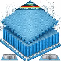 Tillvex Pool Bodembeschermingsmat Blauw, 62,5x62,5cm, 24 stuks | Onderlegmat 1 cm dik voor Pool Planschbad & Whirlpool | Poolmat Bodemmat Outdoor | Poolonderlaag Bodembescherming warmte-isolerend