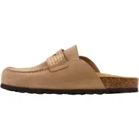 The Divine Factory Muiltjes 'Mokassin-Pantoletten aus Leder „Noga Gassirette“ mit Nieten' taupe